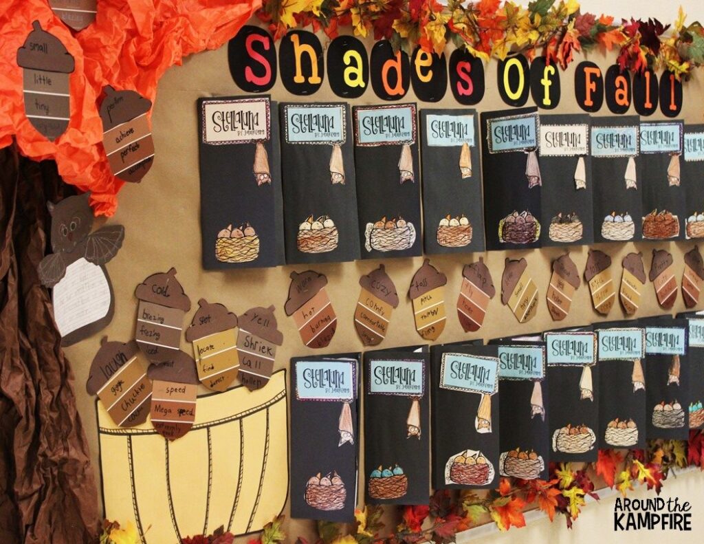 Stellaluna foldable lapbooks and shades of meaning fall bulletin board