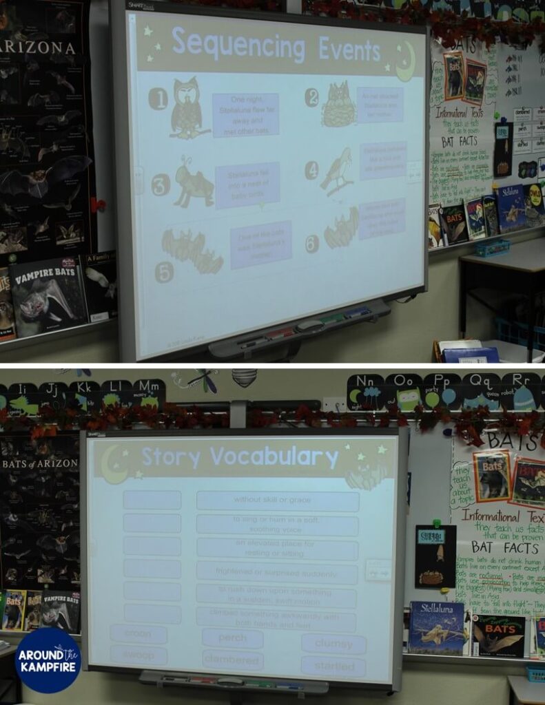 Stellaluna SMARTBoard activities- A fun way to teach reading skills, text structure and grammar when working with the book. Perfect for literacy centers too!