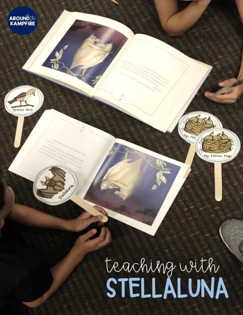 Stellaluna teaching activities-Building reading fluency with character sticks.
