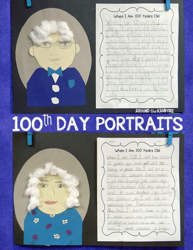 100th day writing with self portraits