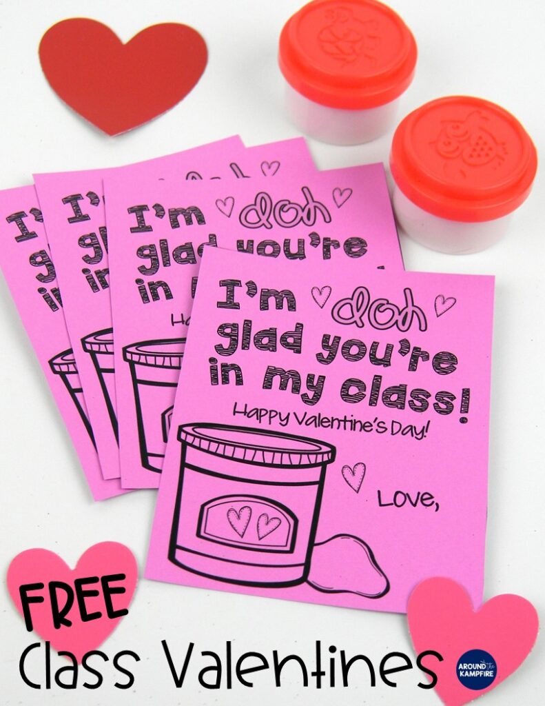 Valentines's Day classroom ideas for 1st, 2nd and 3rd grade. Download these FREE valentines and pass them out to students with mini cans of Play Doh from the dollar store. Also includes a free printable measurement math activity page for students to use the Play Doh to practice math!