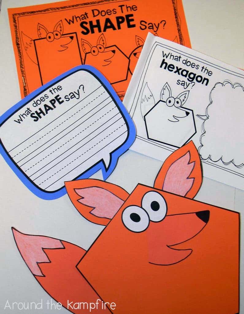 What Does the SHAPE Say 2D and 3D shapes attributes booklet and writing craft