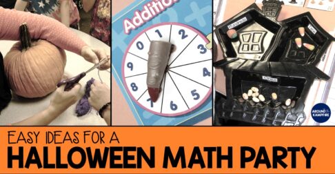 Try these easy ideas for a Halloween math party perfect for 2nd and 3rd grade! We practiced second and third grade math skills with pumpkins, spooky math center activities, and candy as place value manipulatives. #halloween #math #2ndgrade #3rdgrade
