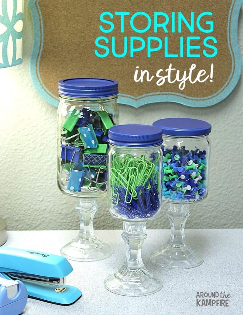 Apothecary jars for the classroom office supply storage