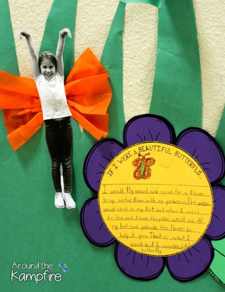 FREE butterfly Kids writing craft template.