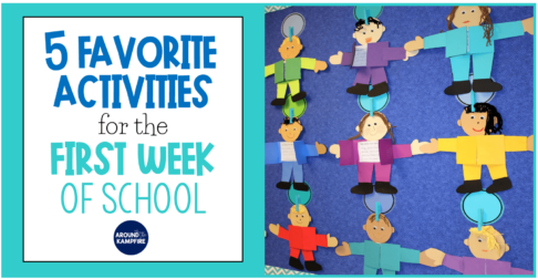 5 Favorite activities for the first week of school. First, second, and third grade students will love these gsetting to know you games, icebreakers, first day phot booth cards and back to school craft ideas!