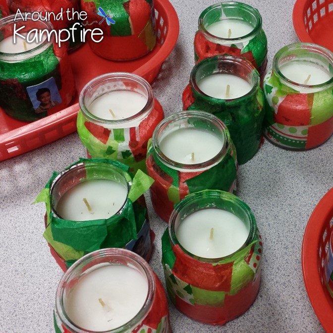 Easy parent Christmas gifts with dollar store candles in a jar