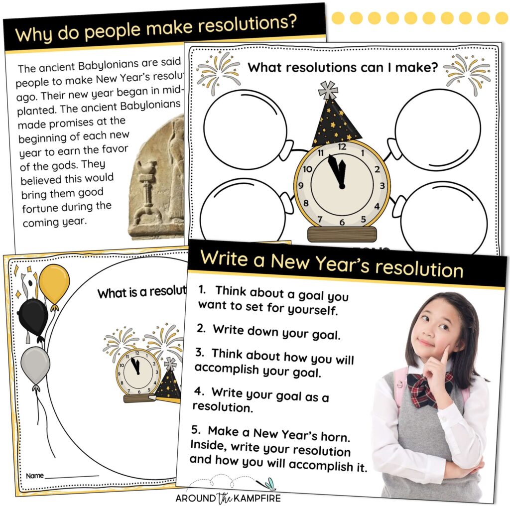 digital virtual New Years activities for the classroom on tablet
