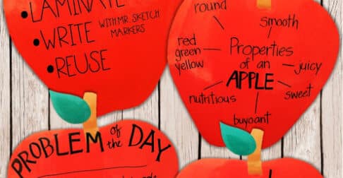 Erasable apple shaped charts for the classroom.