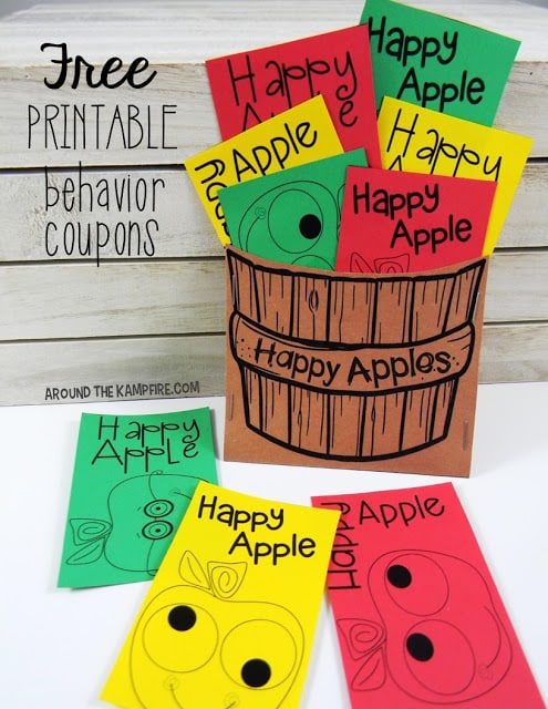 22 free printable apples themed behavior coupons