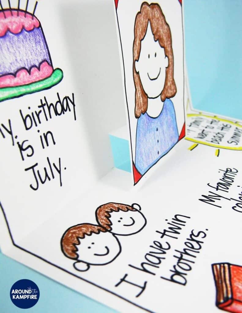 All About Me pop up cards - An easy, no prep back to school activity for getting to know you!