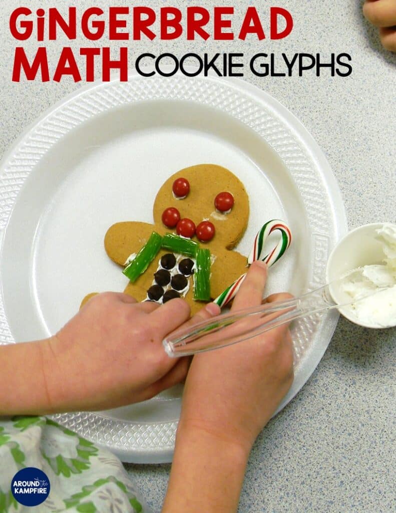 Here’s a fun December math activity for data and graphing starting with a gingerbread man glyph. Use real cookies or a construction paper cut out to make the glyphs. This post has lots of graphing ideas for first and second grade teachers that make a great addition to your gingerbread man unit or Christmas activities.