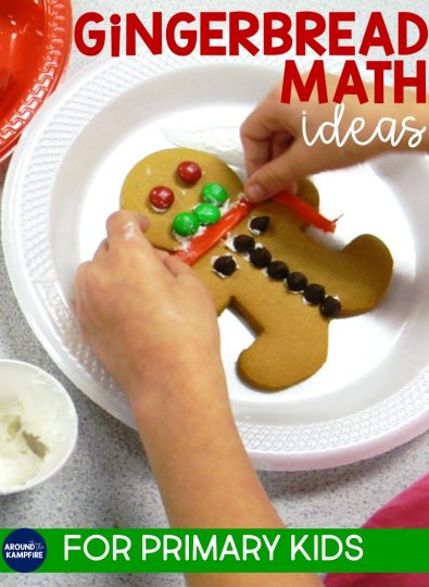 Looking for some gingerbread math ideas to add to your December math or Christmas activities? This post has ideas for 1st and 2nd grade teachers with lesson activities for data and graphing, making gingerbread man glyphs with real cookies or a paper cut-out, and a cute pop-up card craft for writing word problems. Ideal for first and second grade kids.