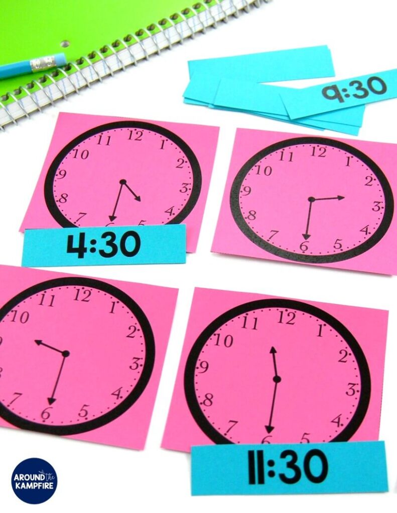 These hands-on ideas and telling time activities for first, second, and even third graders make what can sometimes be a daunting task easy and fun! Students play a variation on “I Have, Who Has?” centered around a popular song and telling time anchor chart. Ideal for teaching 1st, 2nd, and 3rd graders to tell time to the hour/half hour, quarter hour and to the minute. This post also includes a FREE telling time game for kids!