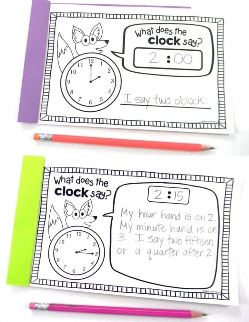 These hands-on ideas and telling time activities for first, second, and even third graders make what can sometimes be a daunting task easy and fun! Students read and write the time with high engagement games and lessons centered around a popular song and telling time anchor chart. Ideal for teaching 1st, 2nd, and 3rd graders to tell time to the hour/half hour, quarter hour and to the minute. This post also includes a FREE telling time game for kids!