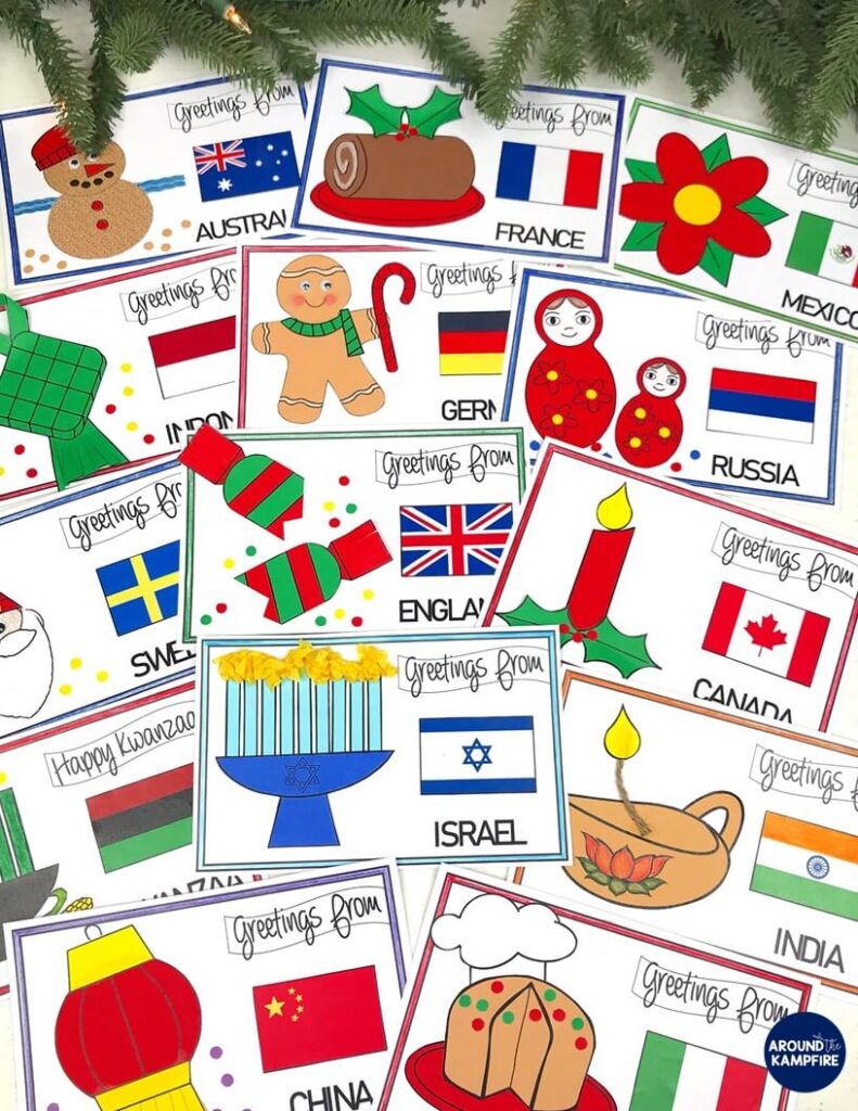 Teaching ideas that make Holidays Around the World magical for your students! Teachers, this post is a must read before you make December lesson plans and Christmas activities. Lots of fun ideas, activities and crafts for 2nd and 3rd grade to learn about different cultures and traditions at Christmas around the world. Download the FREE activities to add to your holidays unit while you’re there!