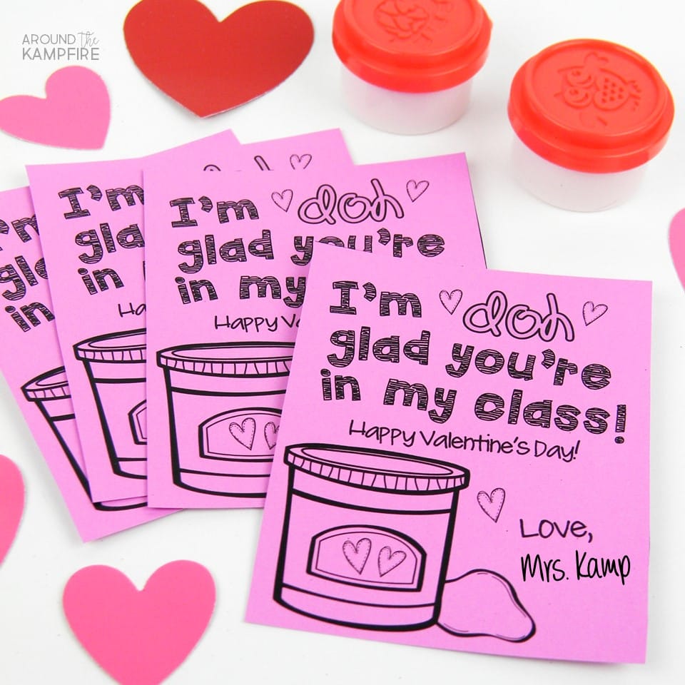 Free student valentine cards to pass out with dollar store PlayDoh. Ideal for a Valentine's Day classroom party.