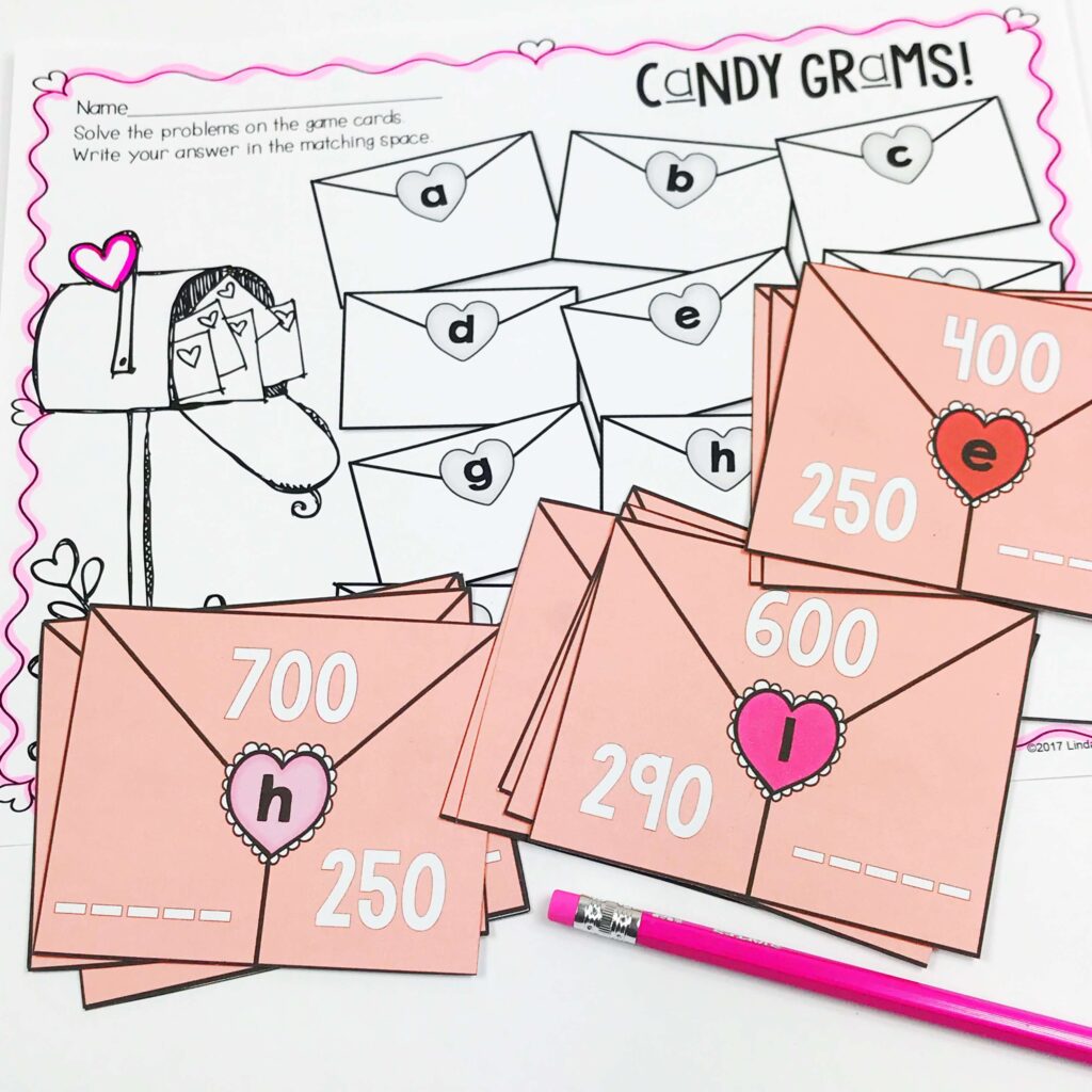 Valentines Day classroom party ideas Number bonds math center
