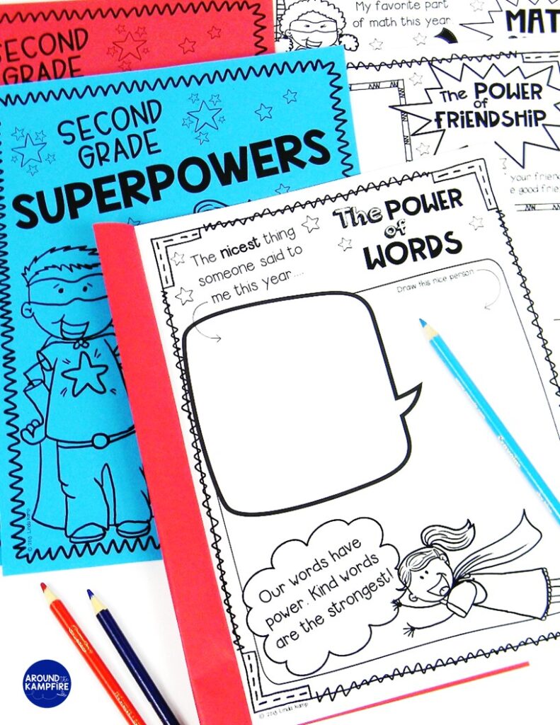 Superhero themed end of the year memory book.