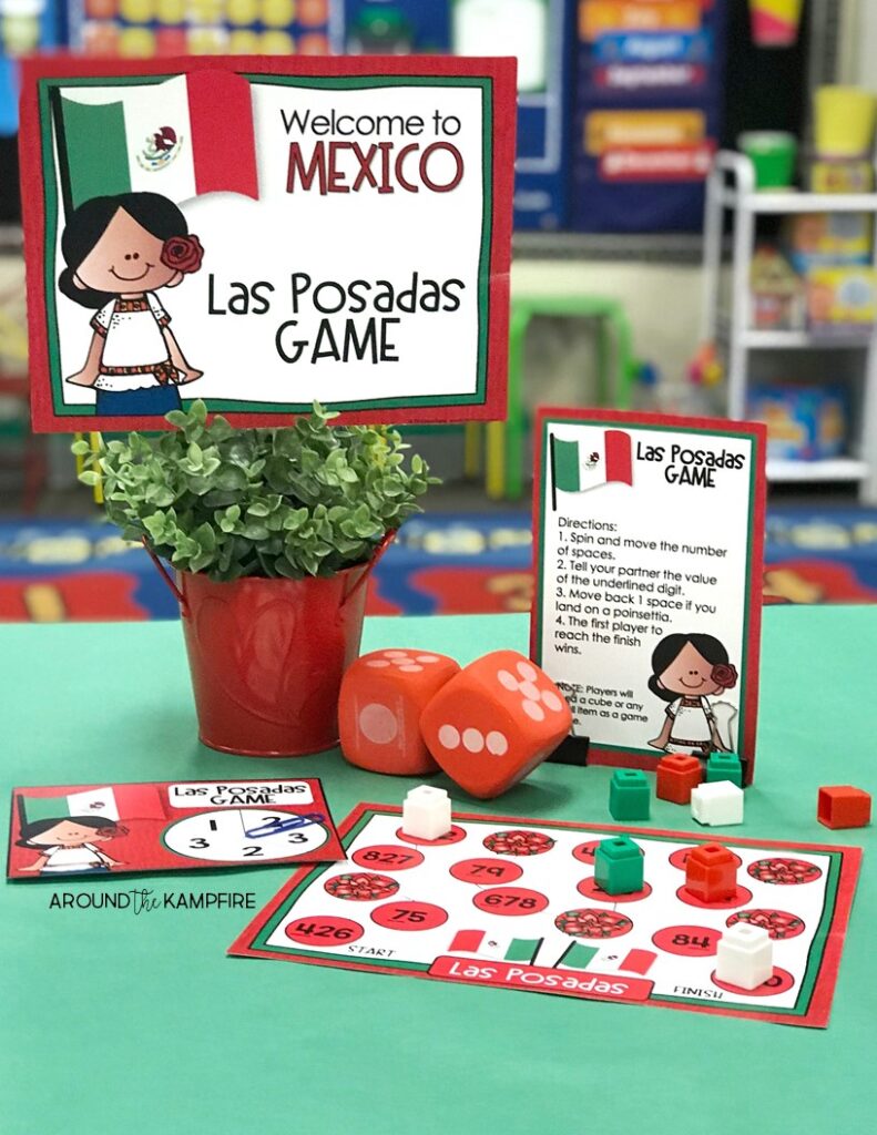 Holidays around the world math party ideas-Math center set up for Mexico