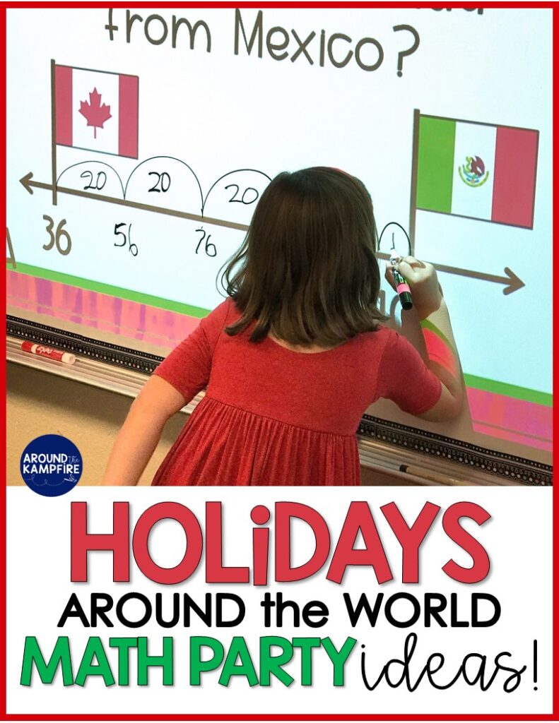 Holidays around the world math party ideas for 2nd and 3rd grade.