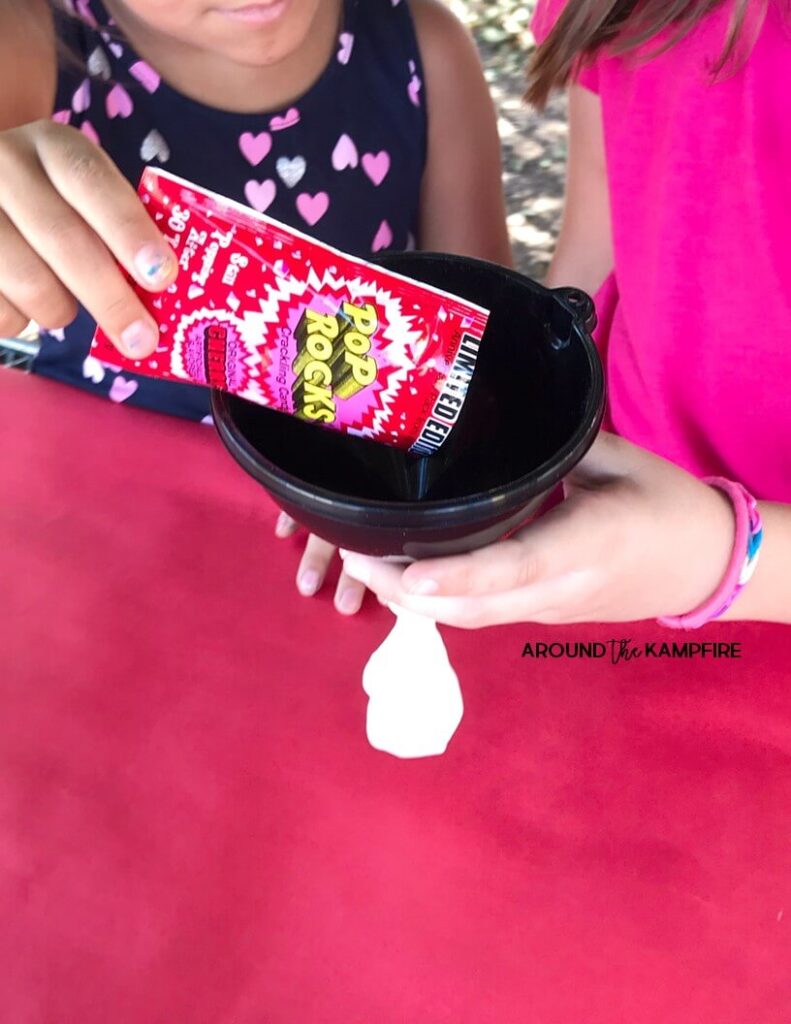 Pop Rocks science experiment for kids to explore how combining a solid and a liquid forms a gas. Ideal for 2nd grade science, NGSS, and properties of matter activities.