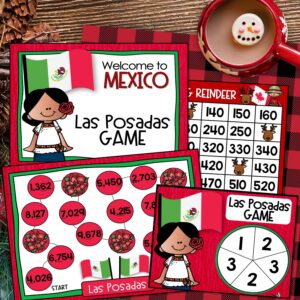 third grade christmas around the world math center game Mexico Las Posadas