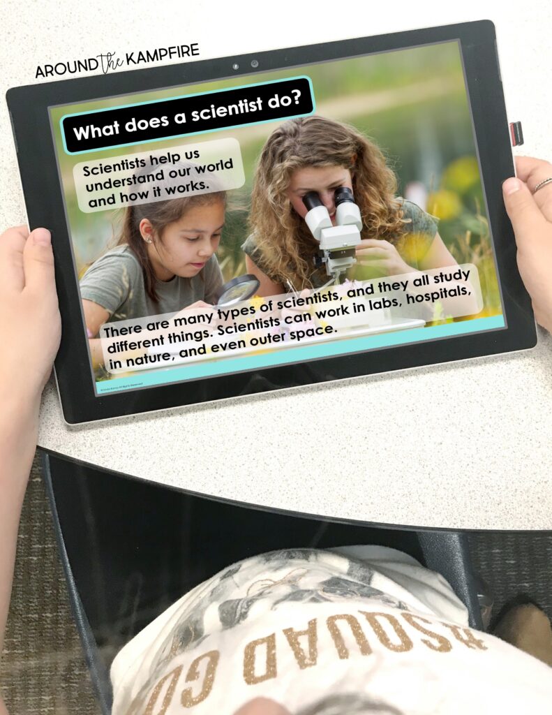 What do scientists do activities on ipad