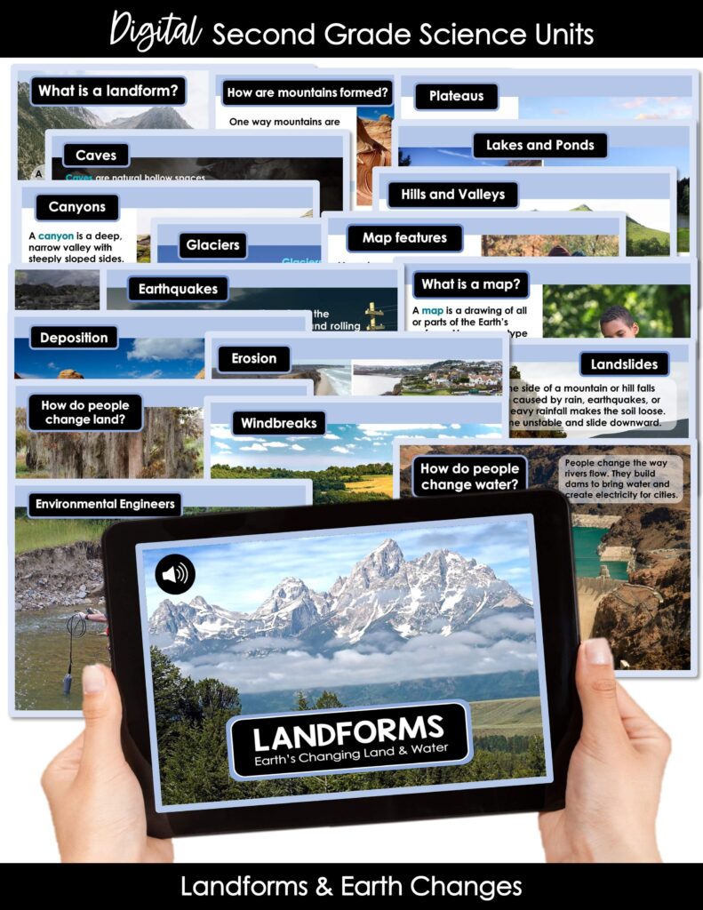 digital science lessons for 2nd grade distance learning landforms and earth changes activities