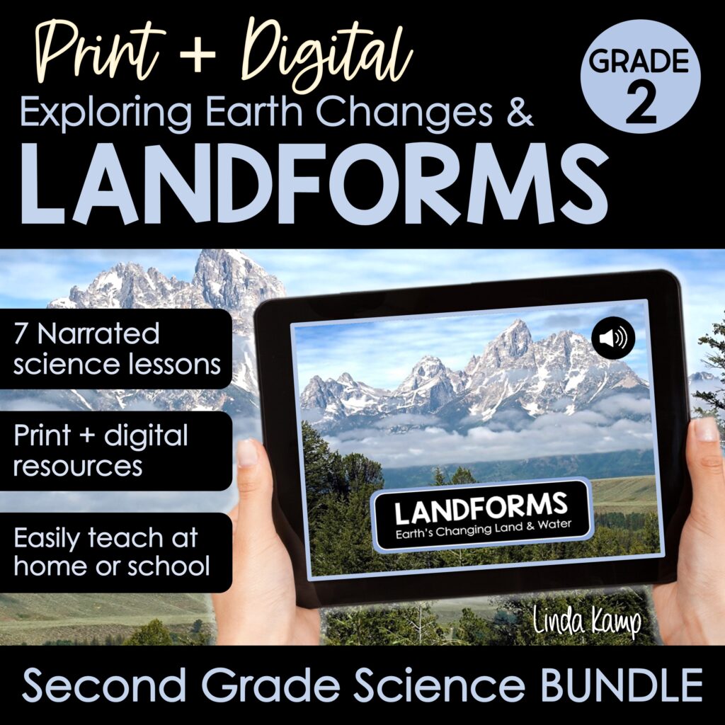 Landforms Earth Changes 2nd grade science print digital bundle 1