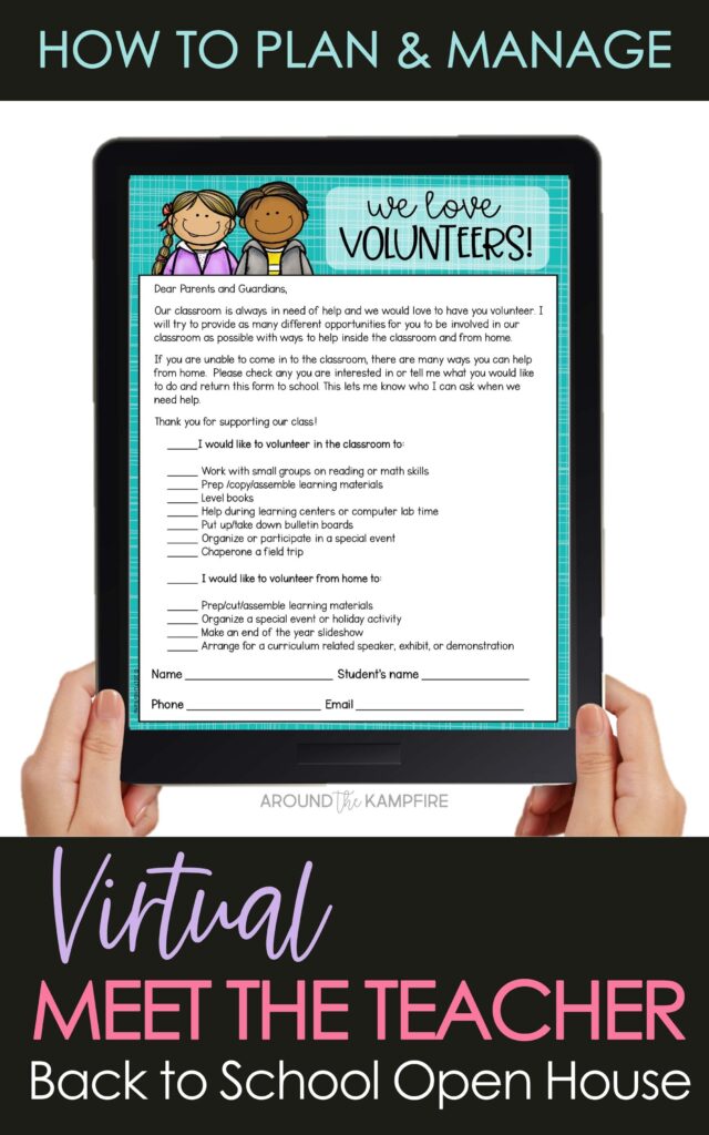 Digital Meet the Teacher Parent Volunteer form