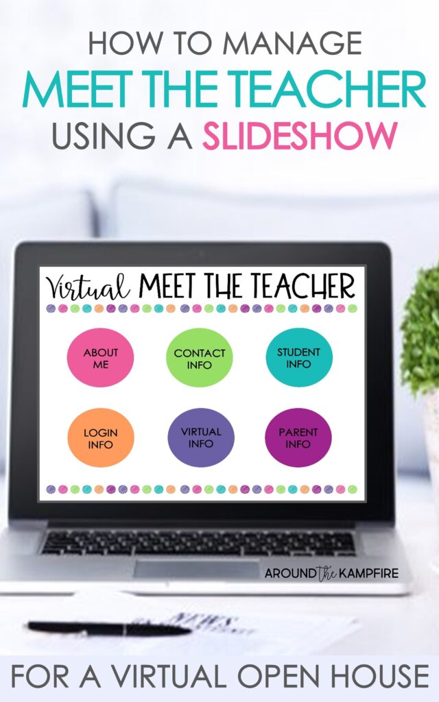virtual meet the teacher slideshow template on laptop computer