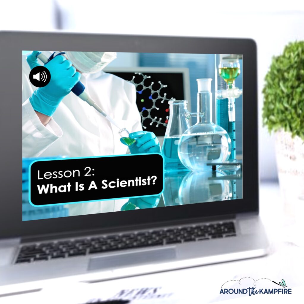 Virtual What is a scientist? activity on laptop