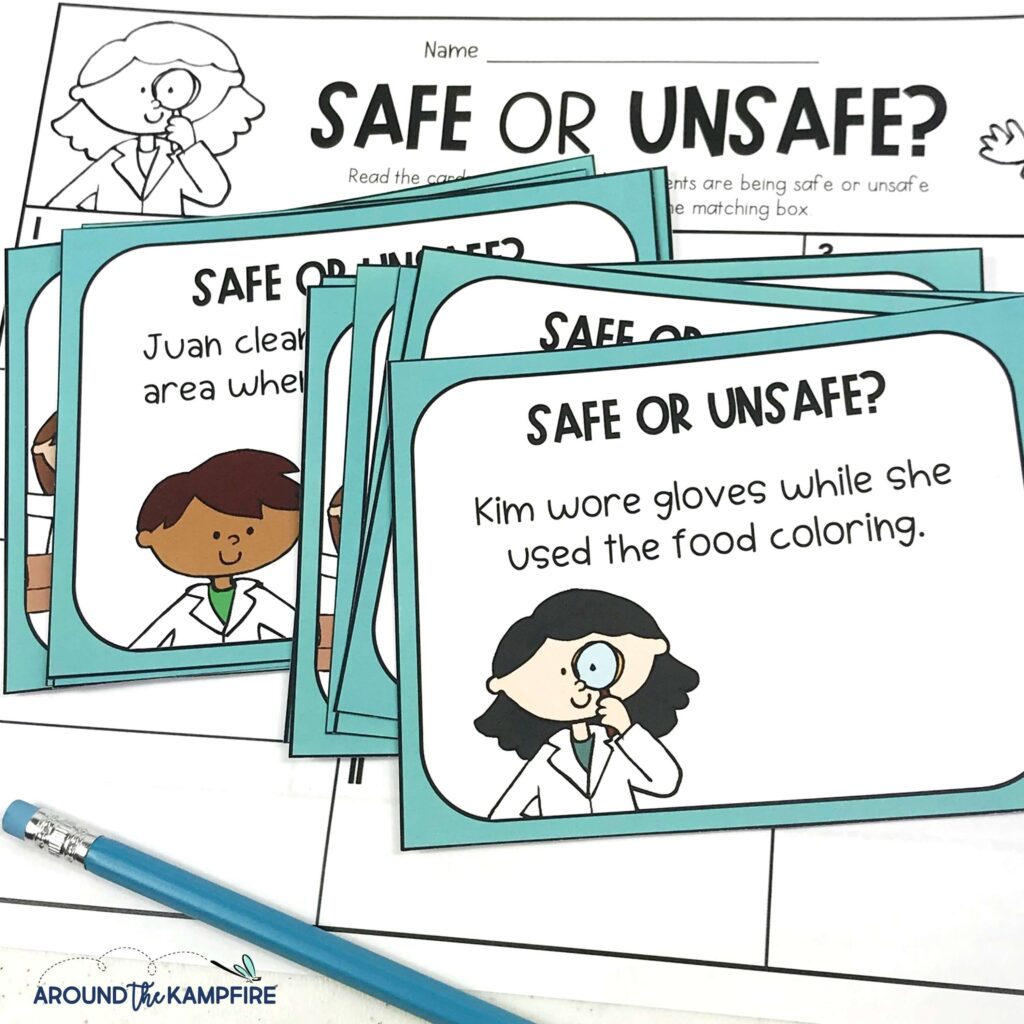 science safety task cards for kids