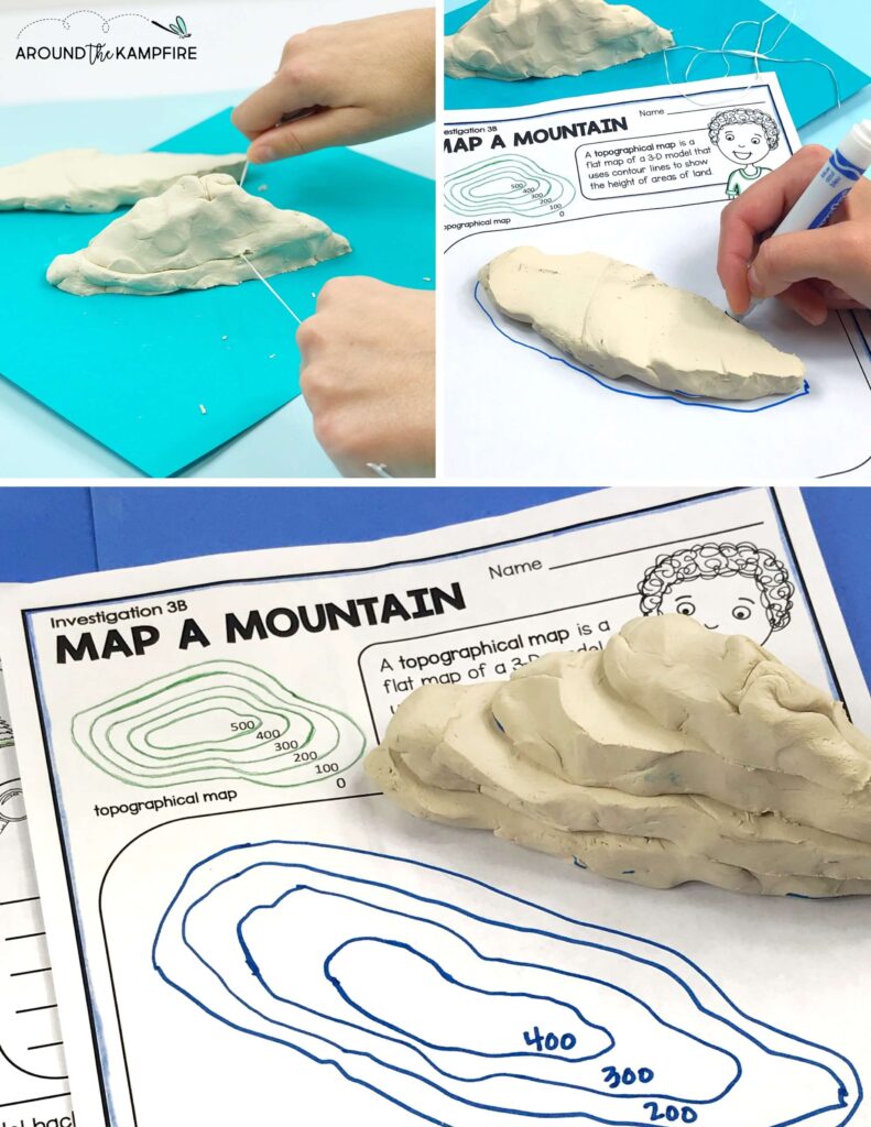 topographic map of a landform model using clay 