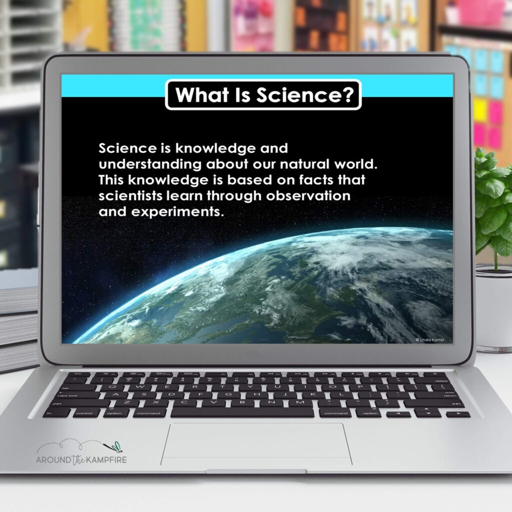 laptop with earth science powerpoint lesson
