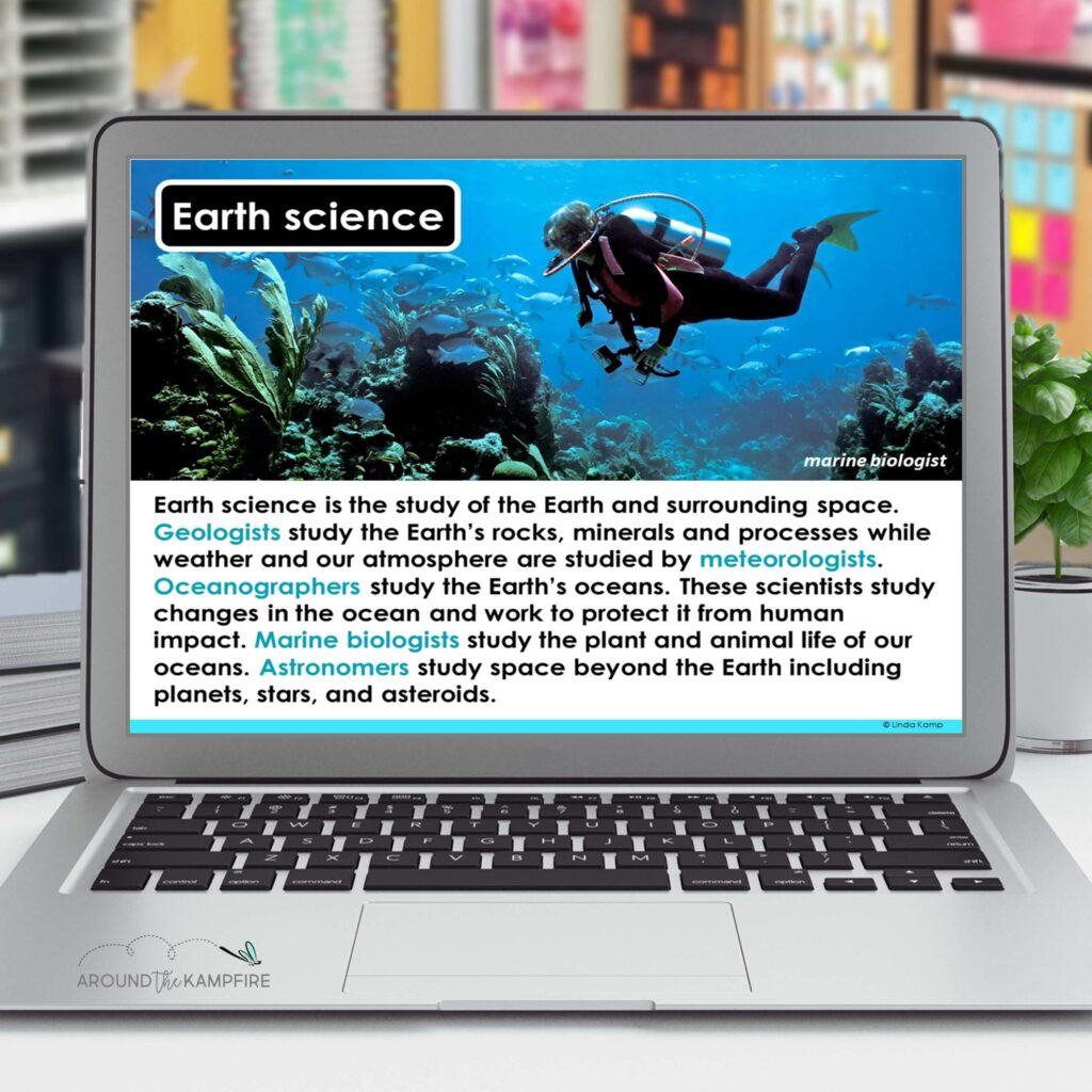 laptop with earth science powerpoint lesson