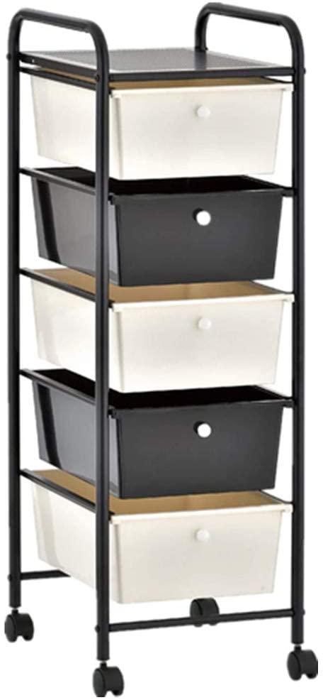 black and ivory rolling cart with drawers
