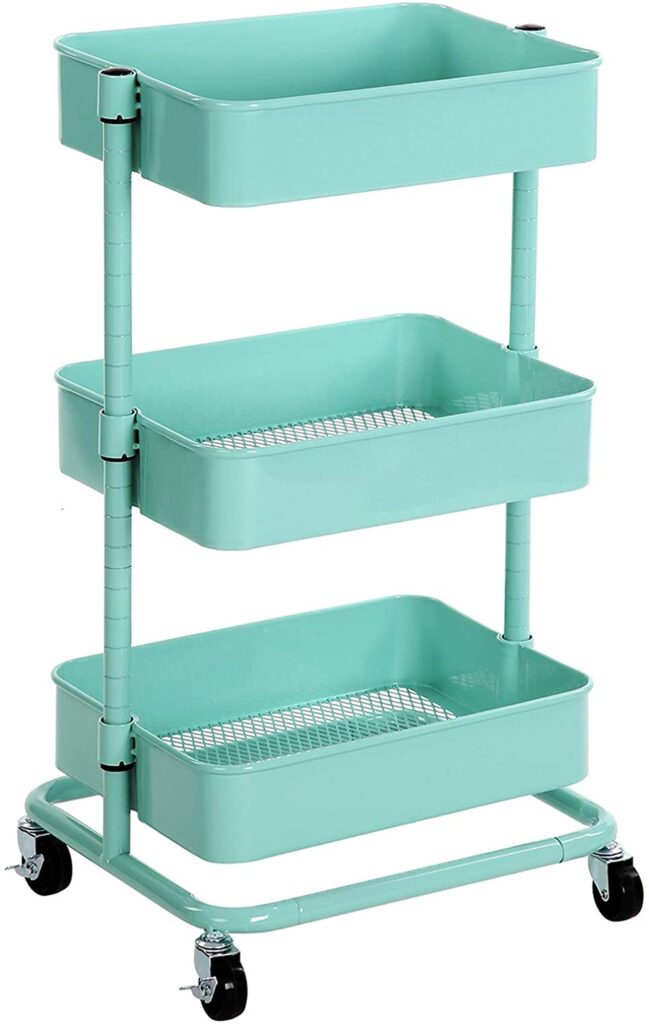 Turquoise rolling cart