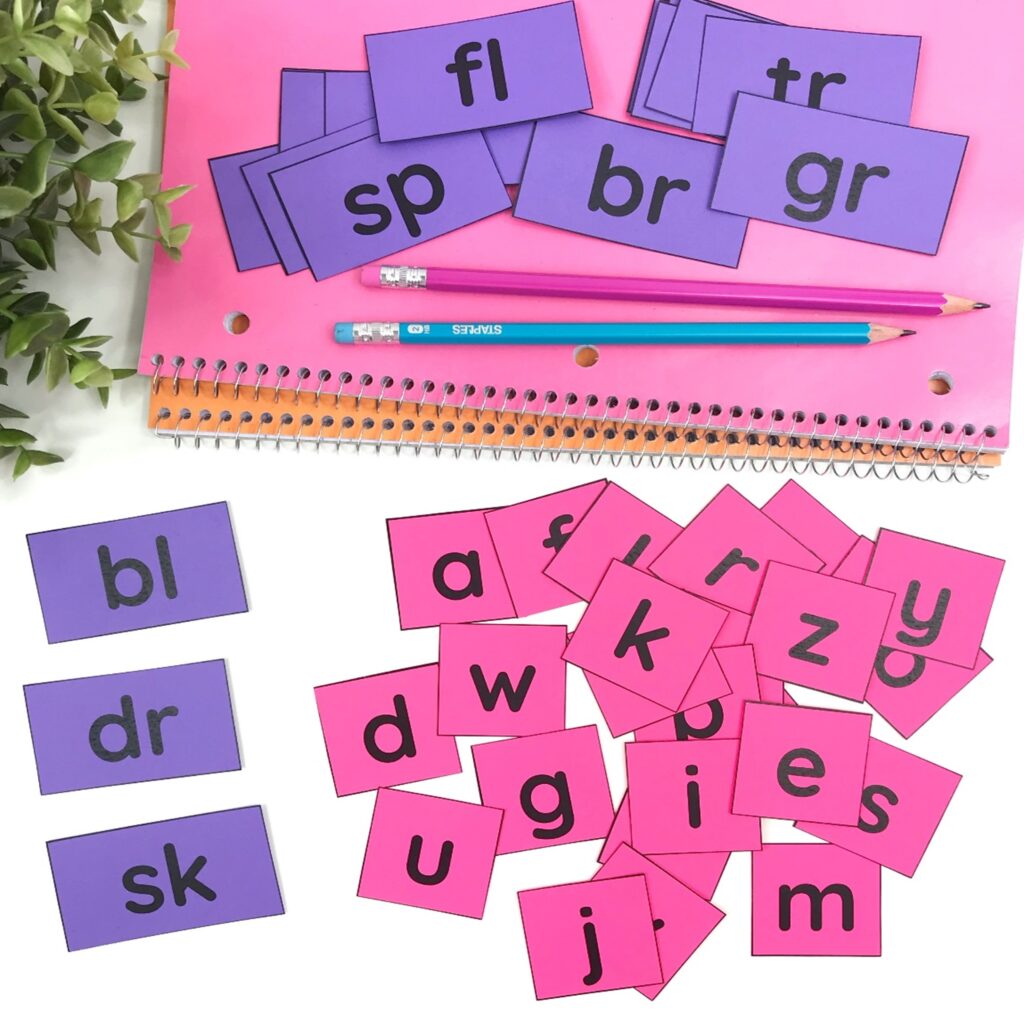 Initial blends phonics activities word building cards