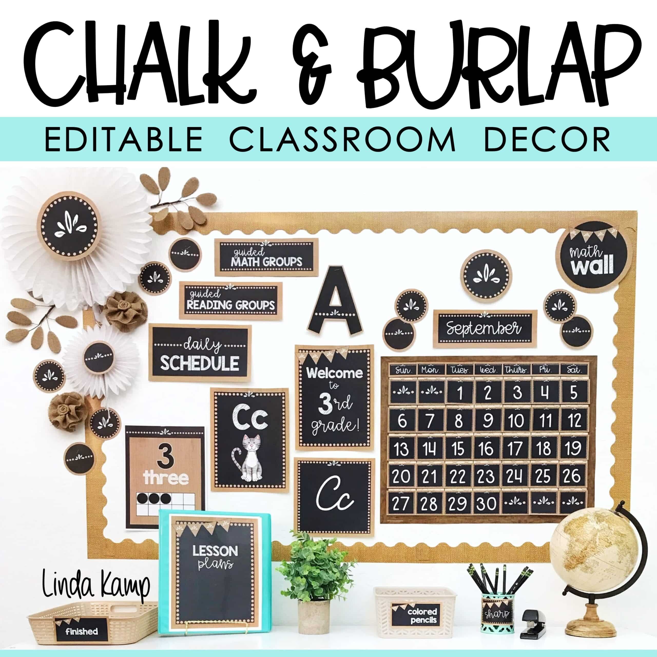 Chalk & Burlap Classroom Decor set