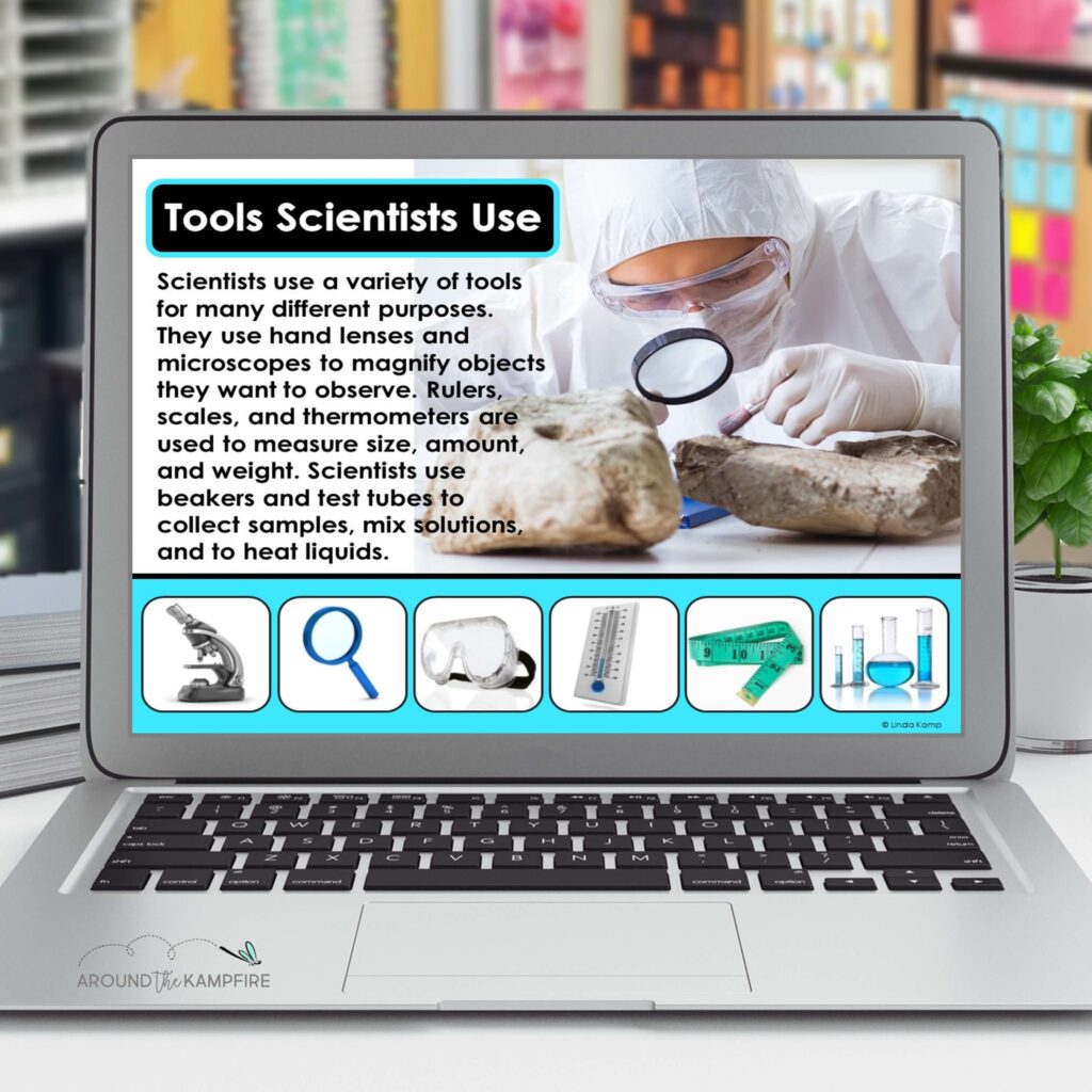 laptop with science tools 3rd grade powerpoint lesson