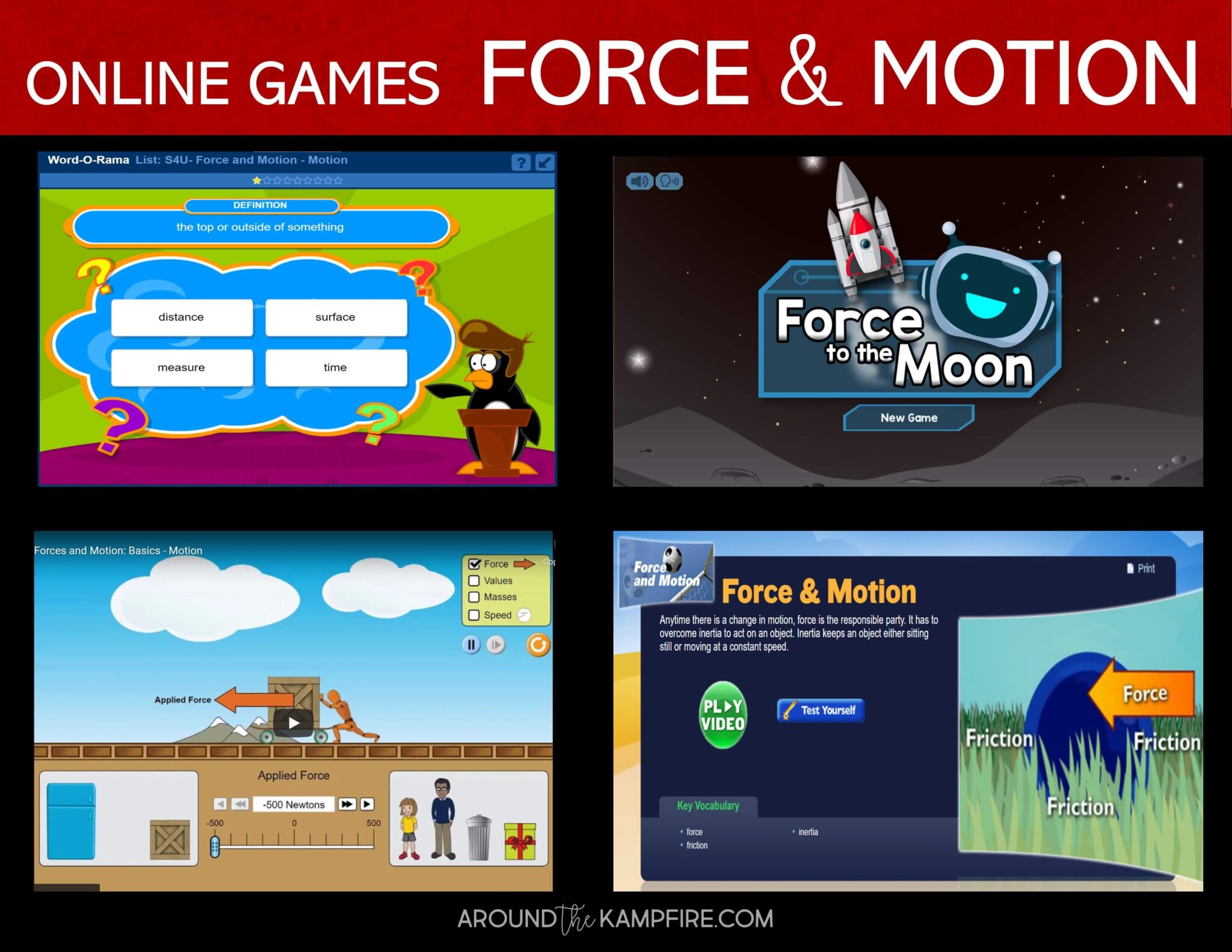 science trek force and motion games
