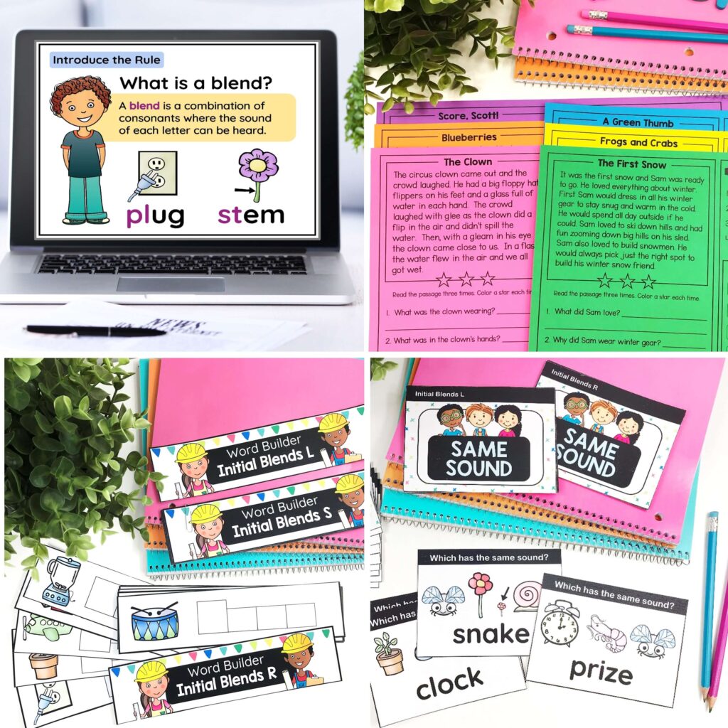 phonics center activities task cards and reading passages
