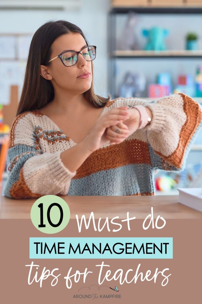 Teacher looking at her watch in time management article
