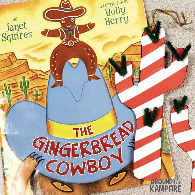The Gingerbread Cowboy candy cane cactus ornament