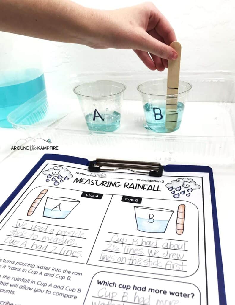 Measuring rainfall experiment to compare weather data