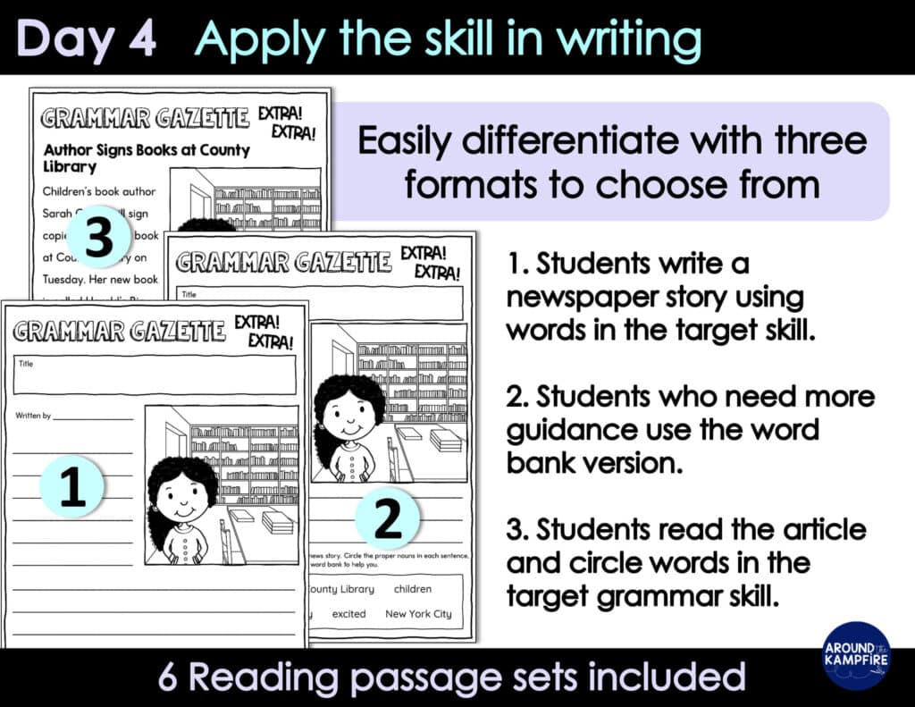 second grade grammar lessons for applying the skill when writing