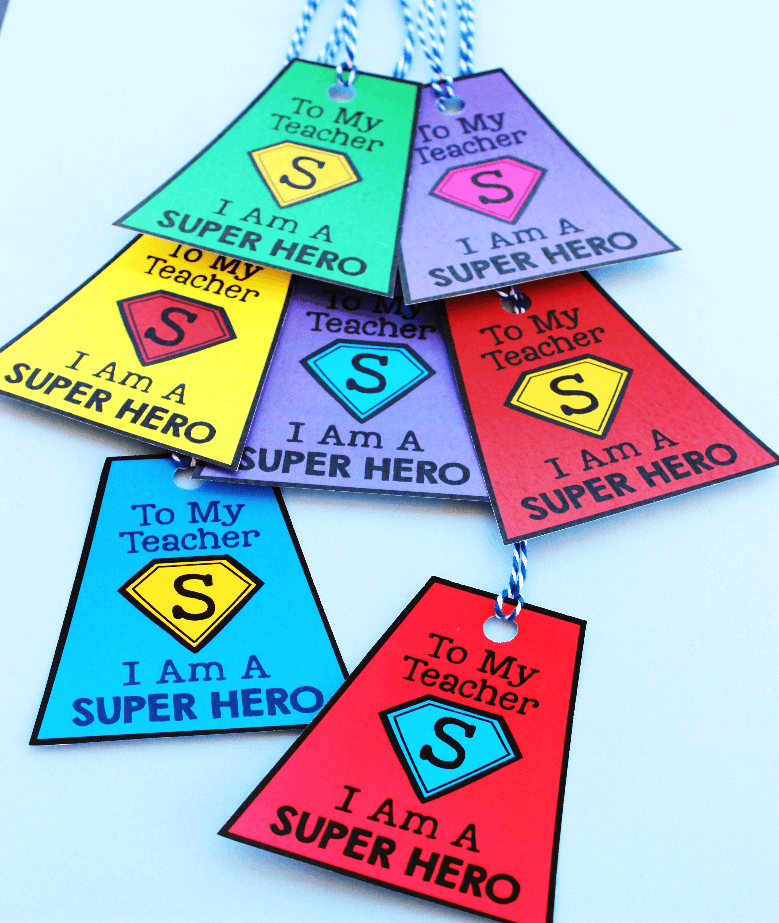superhero themed brag tags to give as end of the year gift for students