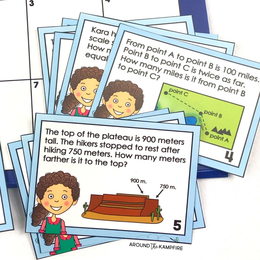 Landforms science and math word problems task cards